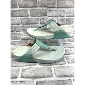 Fitflop Walkstar Finestripe Webbing Toe-Post Sandals Sea Foam Green Size 10 / 42